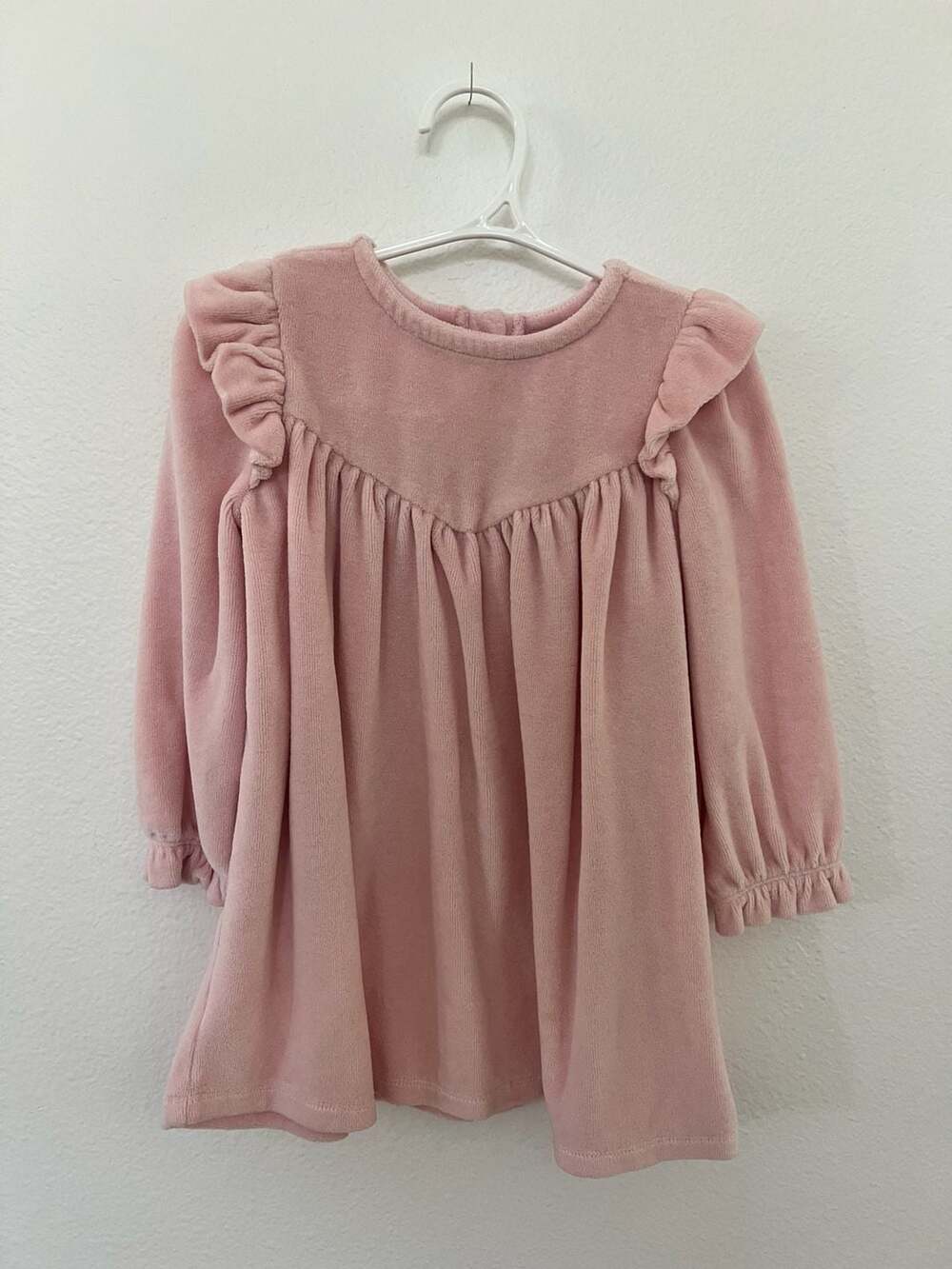 Nordstrom Baby Pink Velour Ruffle Dress 18 Months